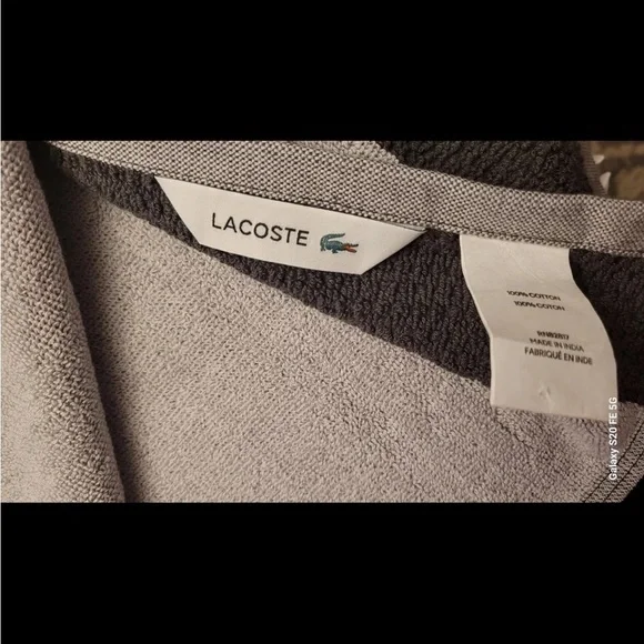 Lacoste Bath Towel 100% Cotton 30" x 52" Gray Big Crocodile Logo - Picture 6 of 8